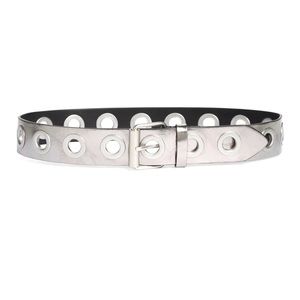 AllSaints Eyelet Leather belt in Silver, size S/M